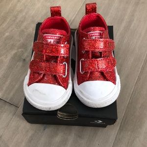 Baby Converse Red Glitter Size 3